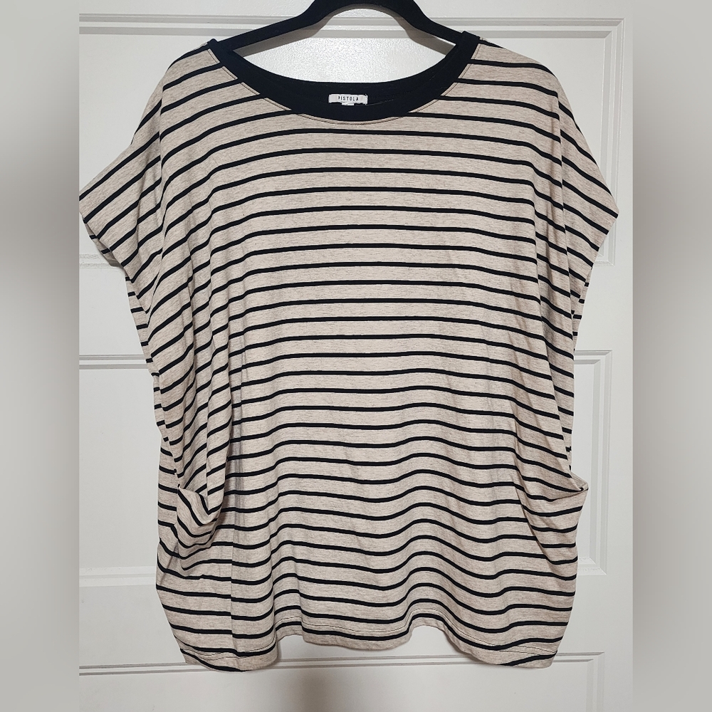 Pistola Black and Cream Striped Tee